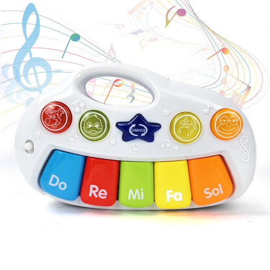 AOQIMITENJOY Musical Instrument Electronic 5 Keys Keyboard Toys LED Lighting Children's Toys Birthday Gifts for Boys and Girls 3 Year Old+ HK-1307A