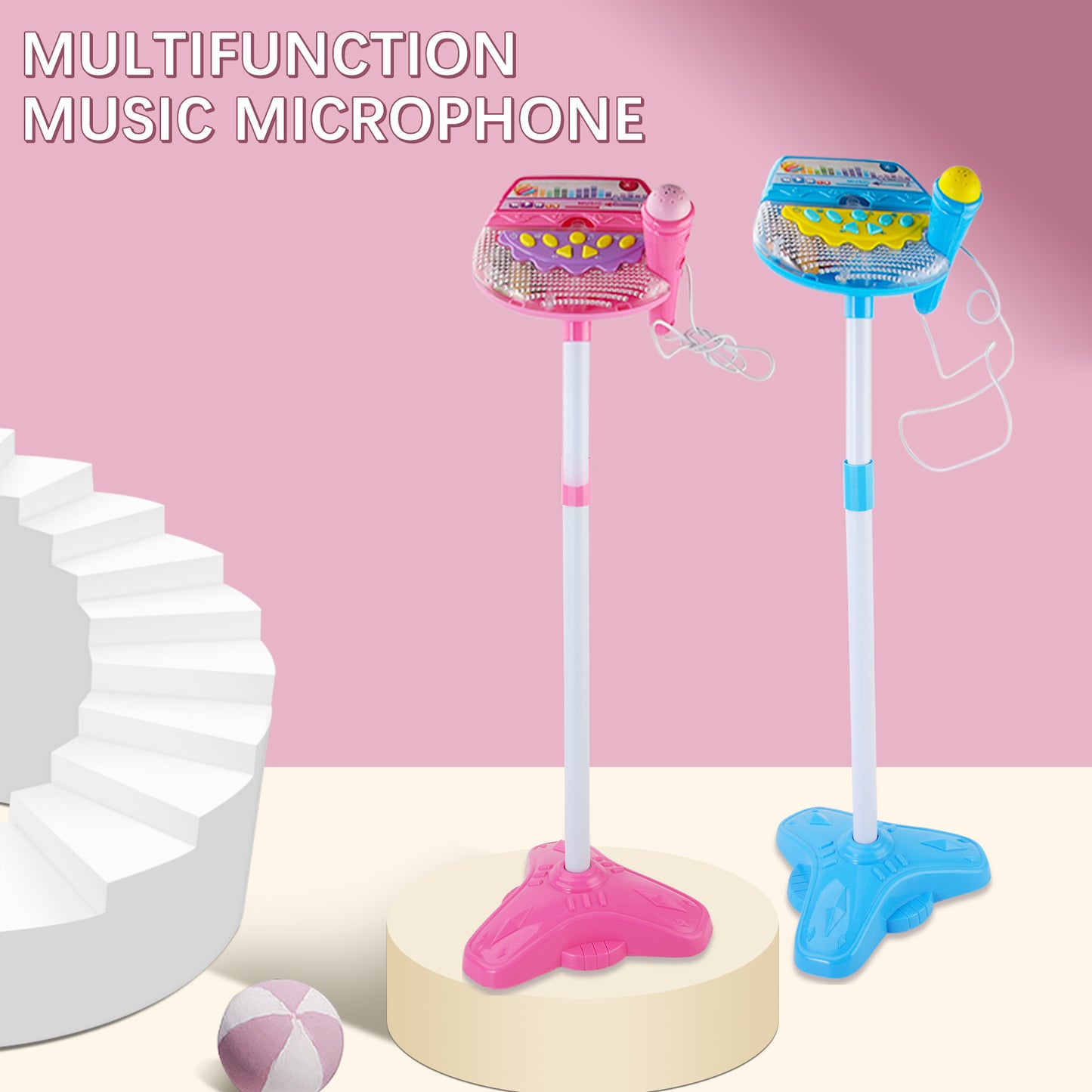 AOQIMITENJOY Musical Instrument Electronic Vertical Microphone Toys with Panel LED Lighting Children's Toys Birthday Gifts for Boys and Girls 3 Year Old+ HK-6011