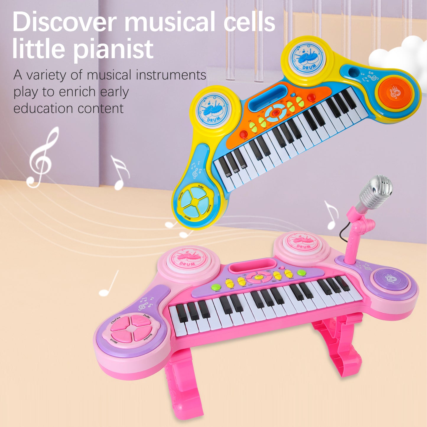 AOQIMITENJOY Musical Instrument Electronic 31 Keys Keyboard Toys LED Lighting Children's Toys Birthday Gifts for Boys and Girls 3 Year Old+ HK-3012B