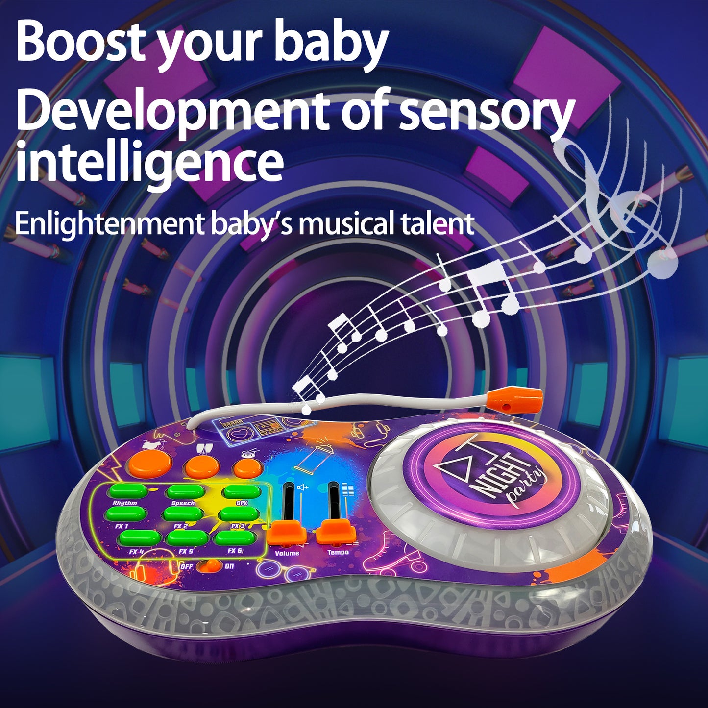 AOQIMITENJOY Musical Instrument Electronic DJ Machine Toys Disc Player LED Lighting Children's Toys Birthday Gifts for Boys and Girls 3 Year Old+ HK-9138