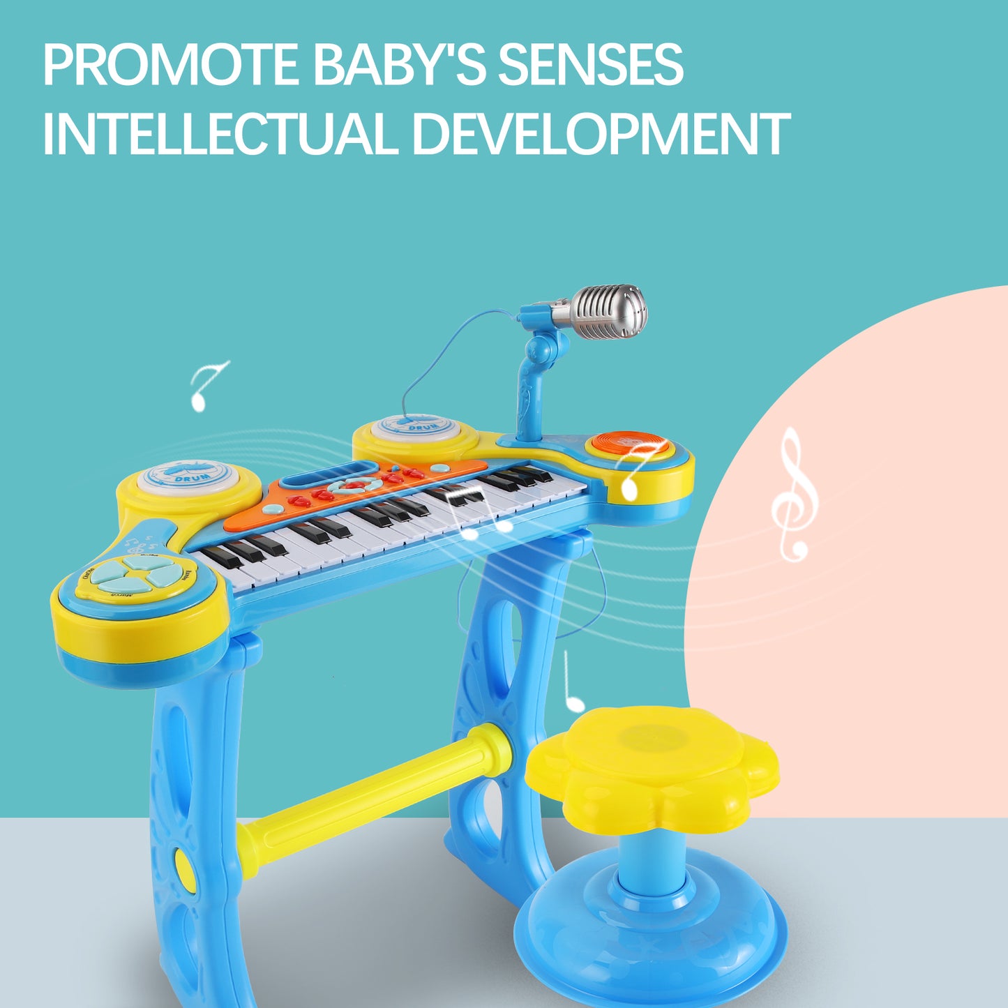 AOQIMITENJOY Musical Instrument Electronic 31 Keys Keyboard Toys with Bracket LED Lighting Children's Toys Birthday Gifts for Boys and Girls 3 Year Old+ HK-3012C