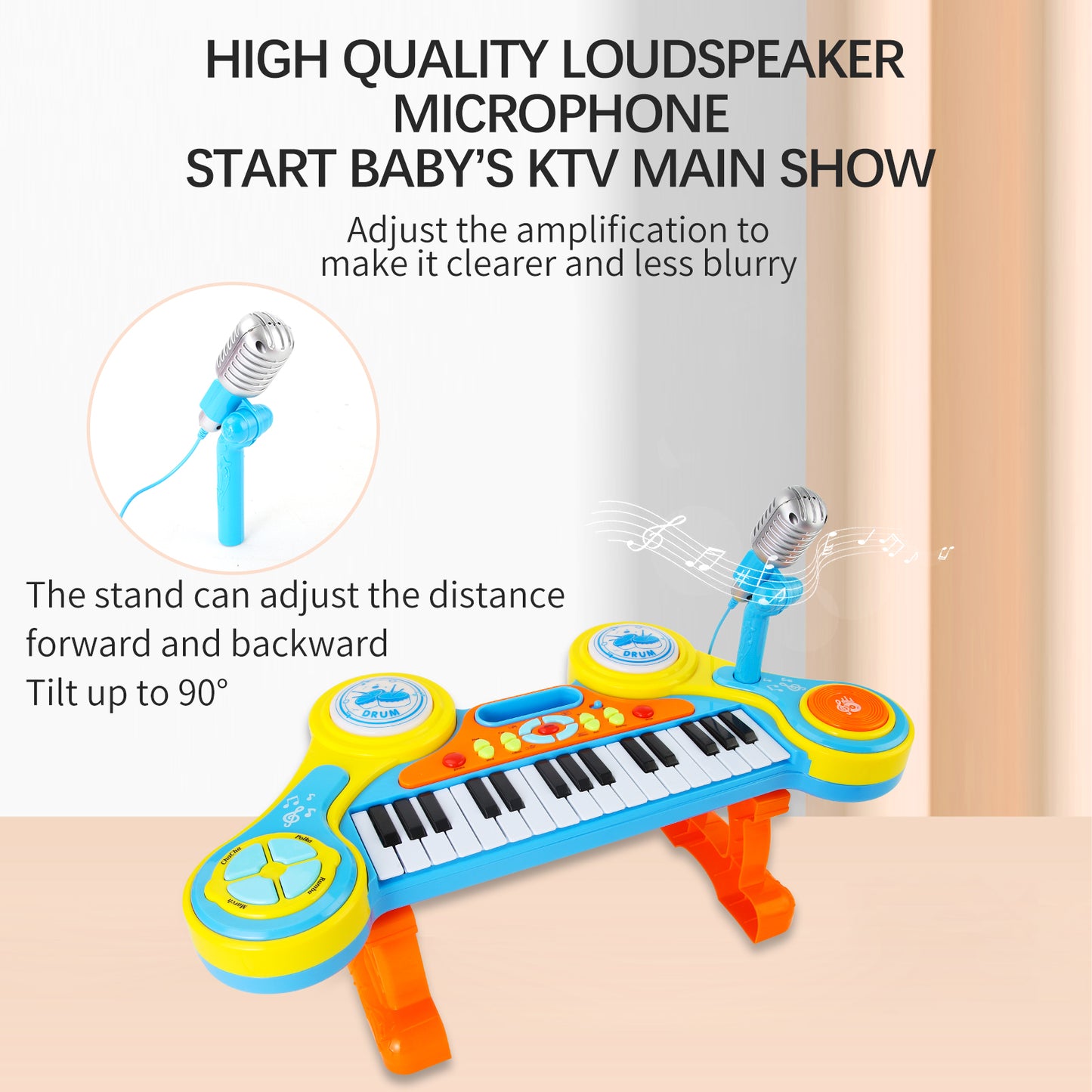 AOQIMITENJOY Musical Instrument Electronic 31 Keys Keyboard Toys LED Lighting Children's Toys Birthday Gifts for Boys and Girls 3 Year Old+ HK-3012B