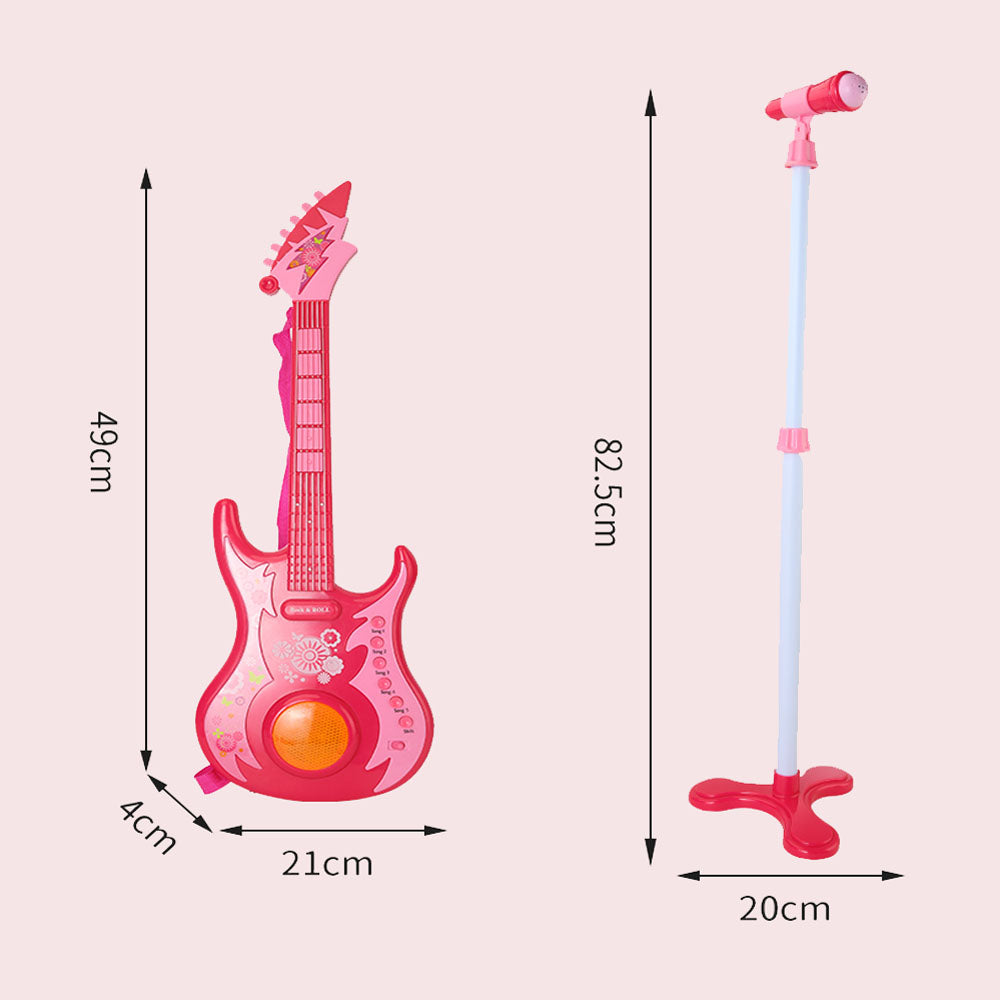 AOQIMITENJOY Musical Instrument Electronic Guitar Set Toys with Vertical Microphone LED Lighting Karaoke Birthday Gifts for Boys and Girls 3 Year Old+ HK-9000C