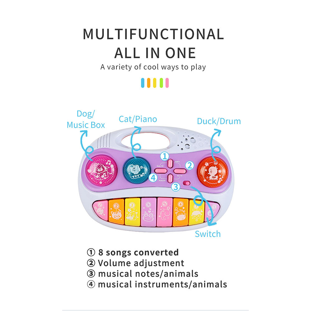 AOQIMITENJOY Musical Instrument Electronic 8 Keys Keyboard Toys LED Lighting Children's Toys Birthday Gifts for Boys and Girls 3 Year Old+ HK-8188