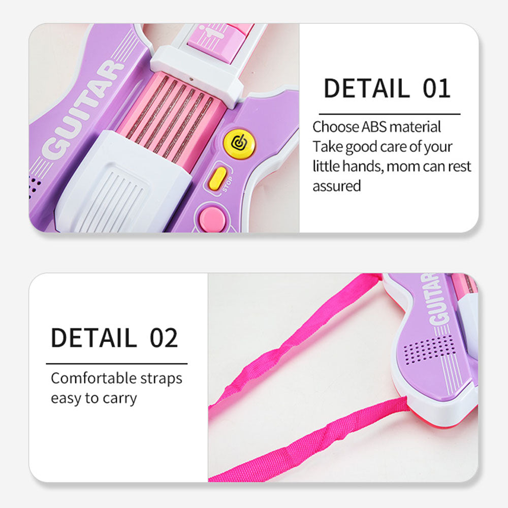 AOQIMITENJOY Musical Instrument Electronic Guitar Toys with Vertical Microphone LED Lighting Karaoke Birthday Gifts for Boys and Girls 3 Year Old+ HK-8178C