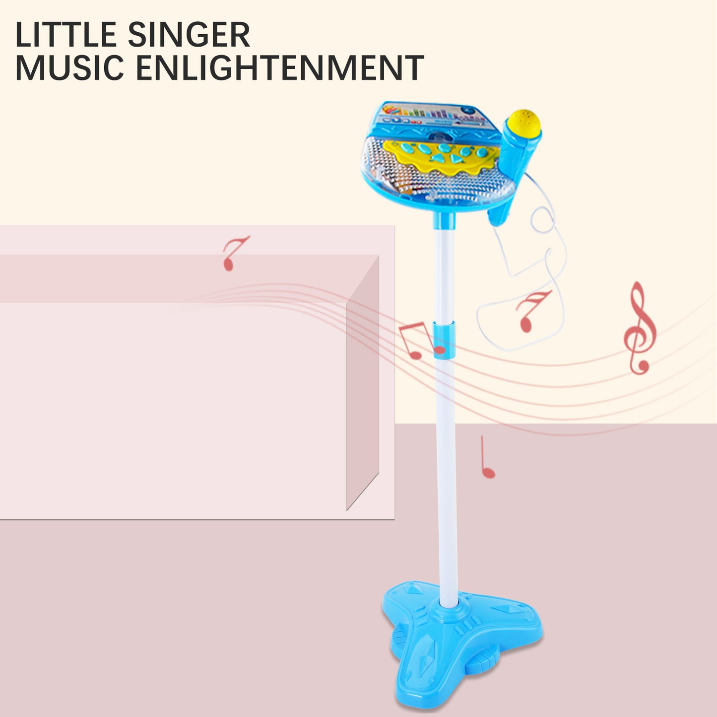 AOQIMITENJOY Musical Instrument Electronic Vertical Microphone Toys with Panel LED Lighting Children's Toys Birthday Gifts for Boys and Girls 3 Year Old+ HK-6011