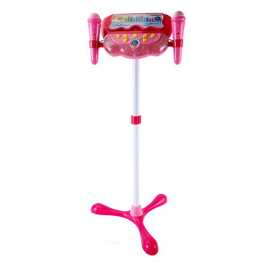 AOQIMITENJOY Musical Instrument Electronic Vertical Microphone Toys with Panel 2 Handheld Microphone LED Lighting Children's Toys Birthday Gifts for Boys and Girls 3 Year Old+ HK-6018