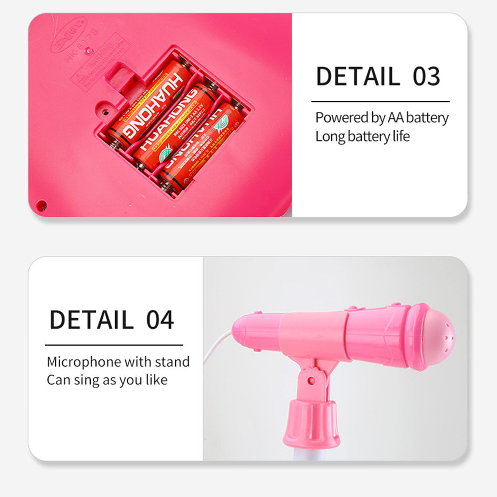 AOQIMITENJOY Musical Instrument Electronic Guitar Toys with Vertical Microphone LED Lighting Karaoke Birthday Gifts for Boys and Girls 3 Year Old+ HK-8178C