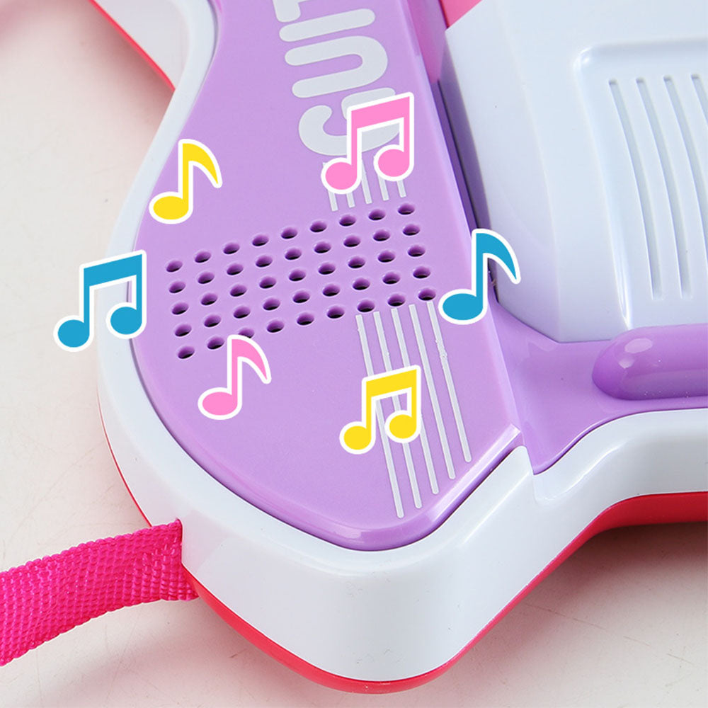 AOQIMITENJOY Musical Instrument Electronic Guitar Toys with Vertical Microphone LED Lighting Karaoke Birthday Gifts for Boys and Girls 3 Year Old+ HK-8178C
