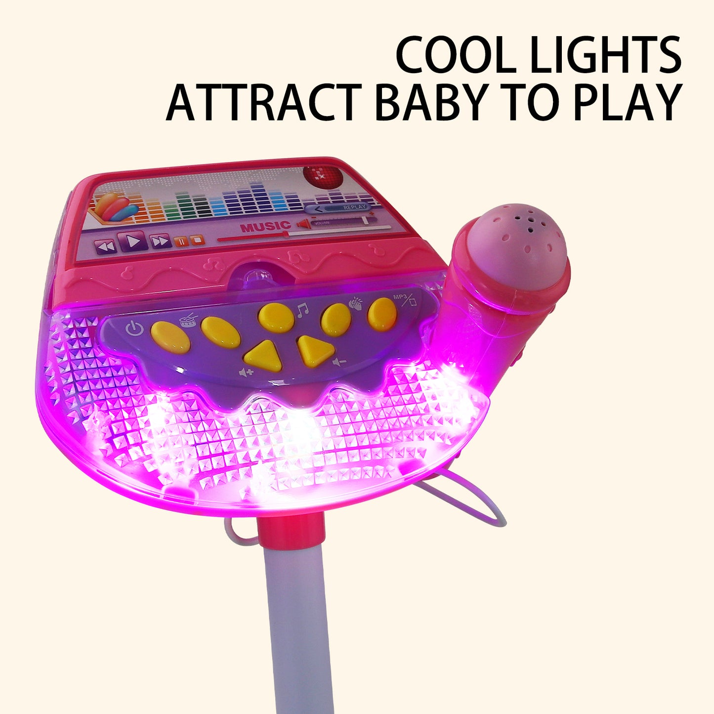 AOQIMITENJOY Musical Instrument Electronic Vertical Microphone Toys with Panel LED Lighting Children's Toys Birthday Gifts for Boys and Girls 3 Year Old+ HK-6011