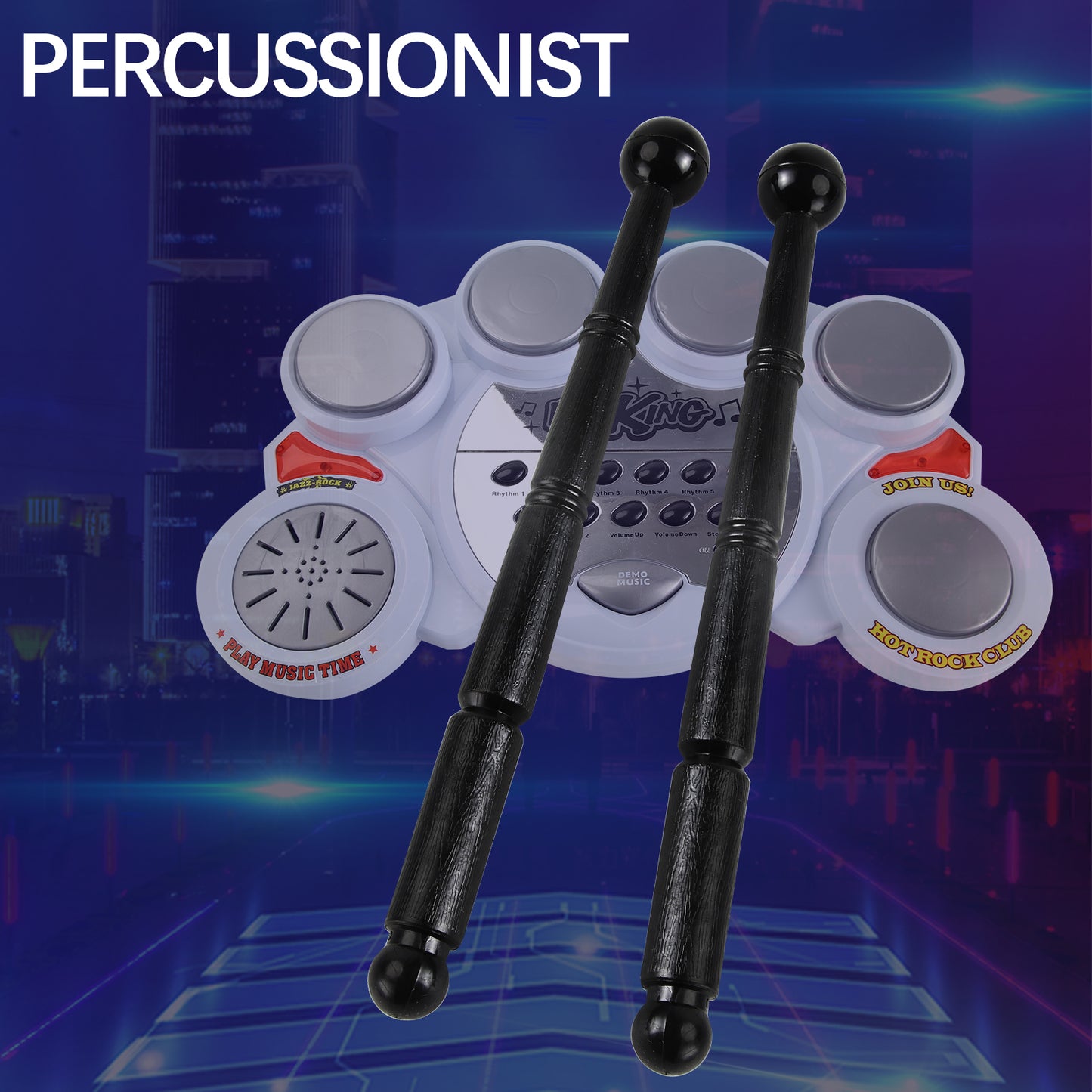 AOQIMITENJOY Drum Set Music Toys with Bracket LED Lighting Children's Toys Birthday Gifts for Boys and Girls 3 Year Old+ HK-5090B