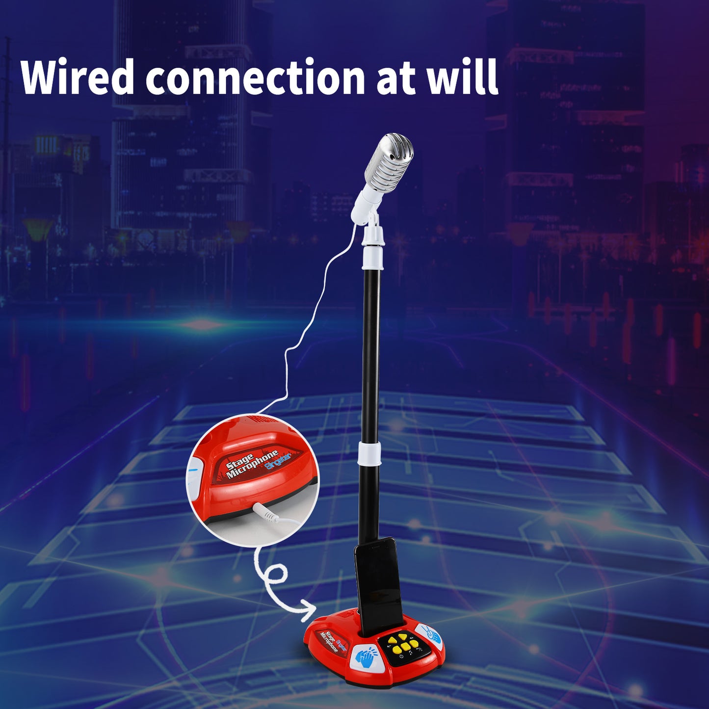 AOQIMITENJOY Musical Instrument Electronic Vertical Microphone Toys LED Lighting Children's Toys Birthday Gifts for Boys and Girls 3 Year Old+ HK-8118