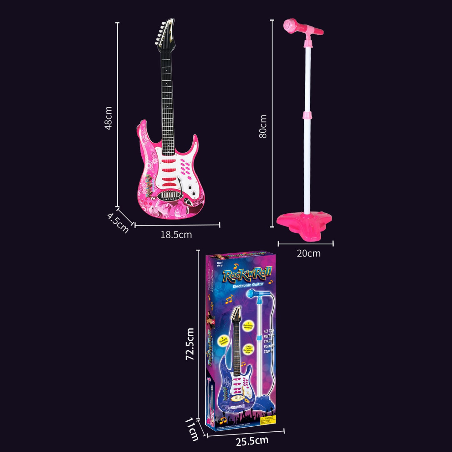 AOQIMITENJOY Musical Instrument Electronic Guitar Toys with Vertical Microphone LED Lighting Karaoke Birthday Gifts for Boys and Girls 3 Year Old+ HK-8010C