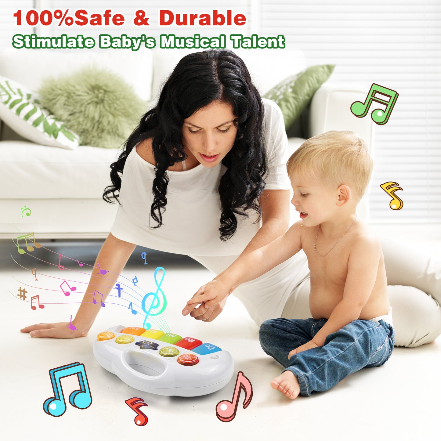 Juguetes de teclado electrónico de 5 teclas, juguetes musicales, teclados electrónicos divertidos para niños, juguetes de iluminación con interés musical