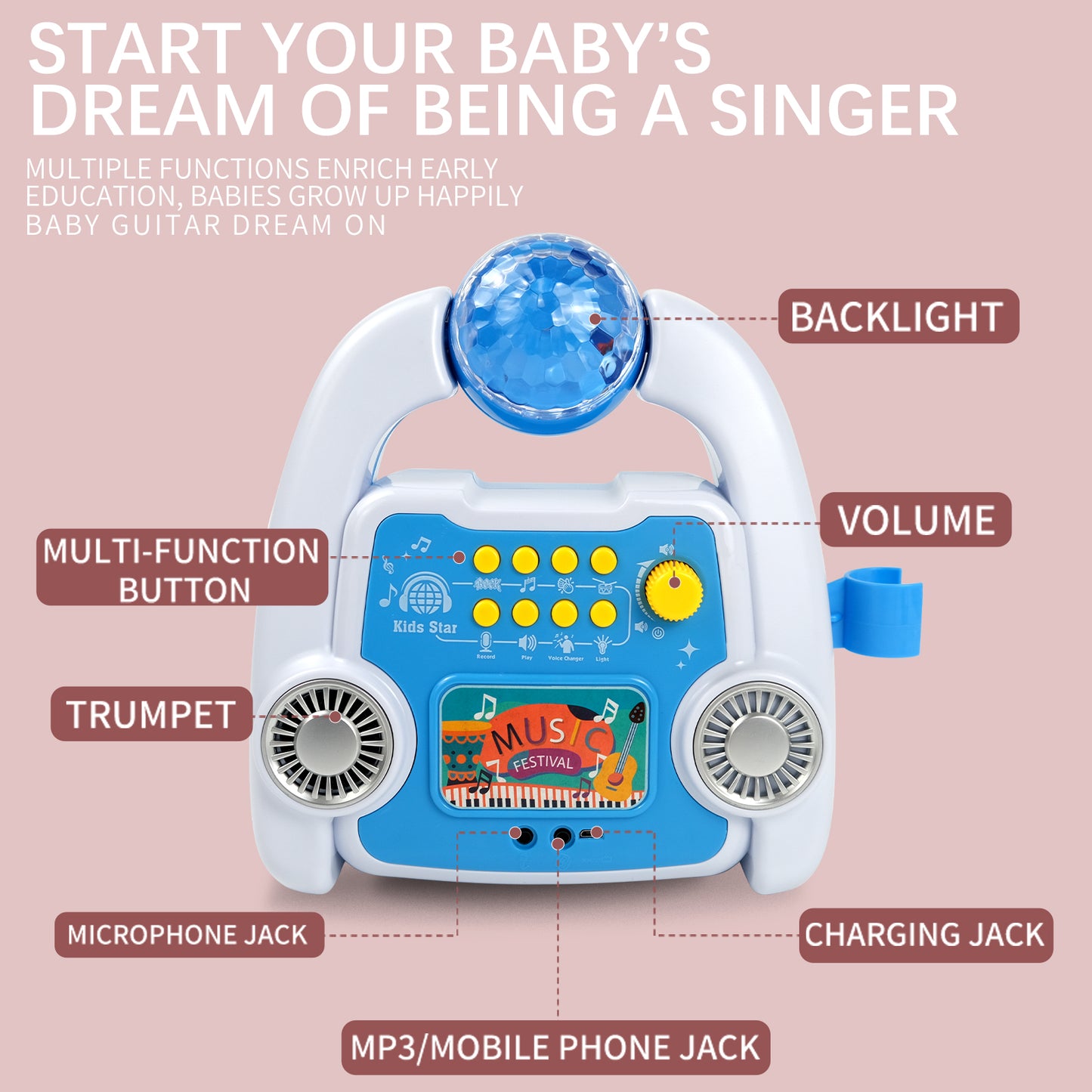 Juguetes luminosos para máquinas de cantar, juguetes musicales para máquinas de cantar para niños, juguetes musicales para fiestas, juguetes de iluminación de interés para niños