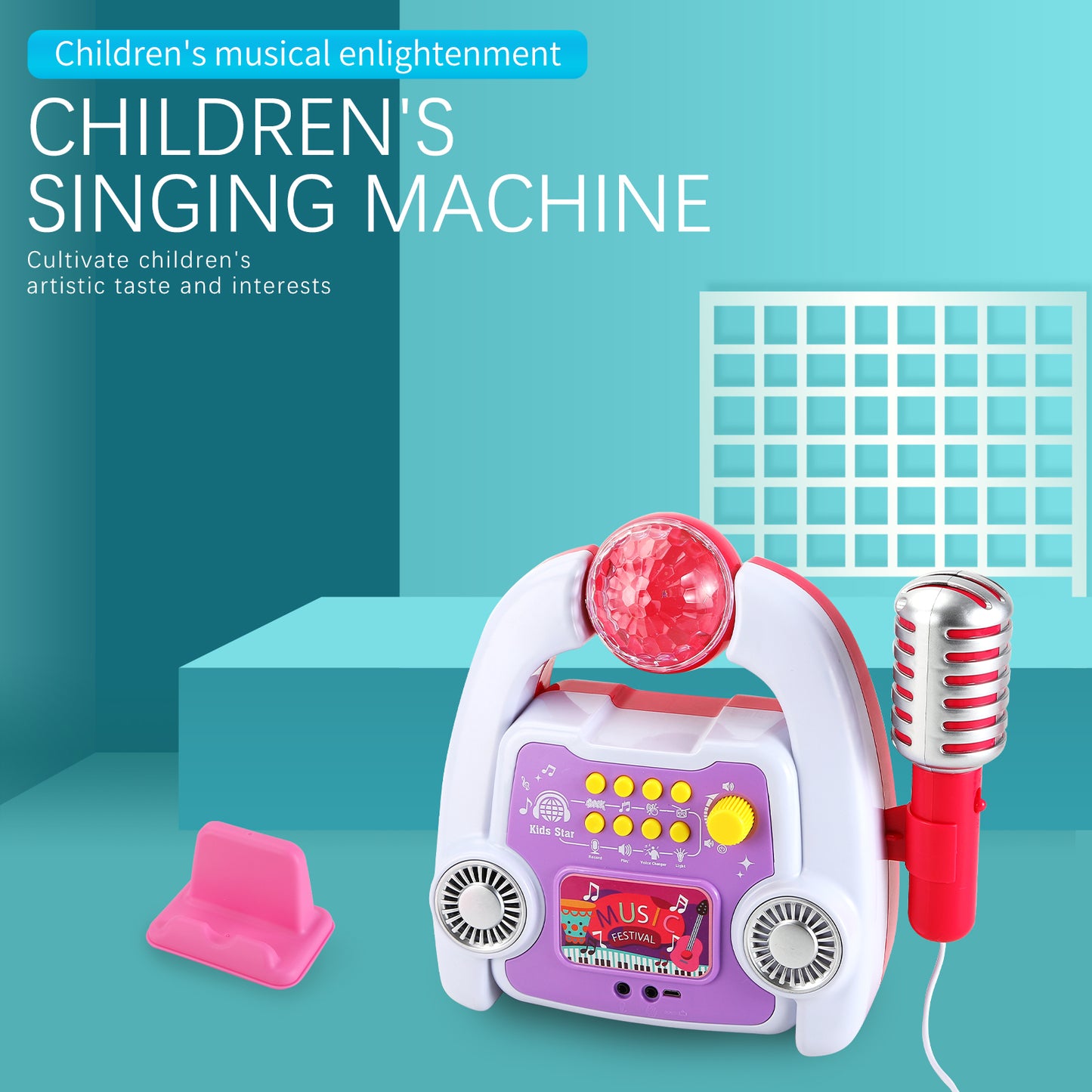 AOQIMITENJOY Musical Instrument Electronic Karaoke Machine Toys with Micphone Lighting Children's Toys Birthday Gifts for Boys and Girls 3 Year Old+ HK-8198A