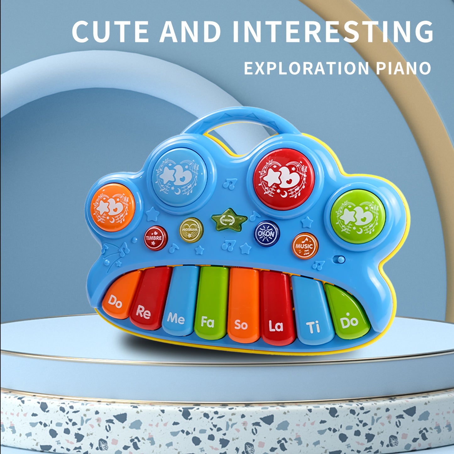 AOQIMITENJOY Musical Instrument Electronic 8 Keys with 4 Drums Keyboard Toys LED Lighting Children's Toys Birthday Gifts for Boys and Girls 3 Year Old+ HK-1309A