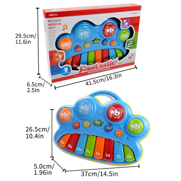 AOQIMITENJOY Musical Instrument Electronic 8 Keys with 4 Drums Keyboard Toys LED Lighting Children's Toys Birthday Gifts for Boys and Girls 3 Year Old+ HK-1309A