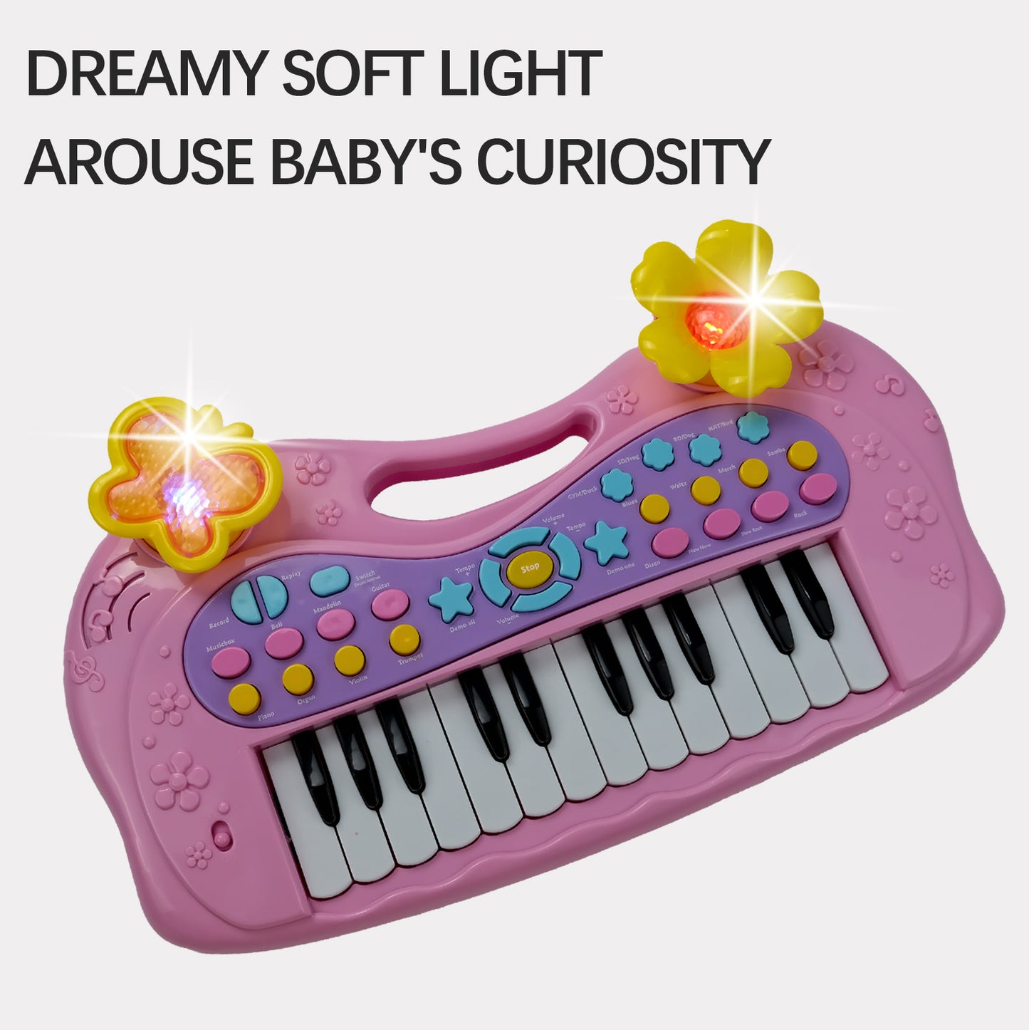 AOQIMITENJOY Musical Instrument Electronic 24 Keys Keyboard Toys LED Lighting Children's Toys Birthday Gifts for Boys and Girls 3 Year Old+ HK-6013A