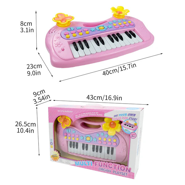 AOQIMITENJOY Musical Instrument Electronic 24 Keys Keyboard Toys LED Lighting Children's Toys Birthday Gifts for Boys and Girls 3 Year Old+ HK-6013A
