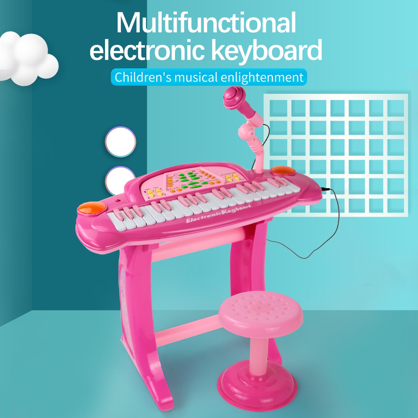 AOQIMITENJOY Musical Instrument Electronic 31 Keys Keyboard Toys with BracketLED Lighting Children's Toys Birthday Gifts for Boys and Girls 3 Year Old+ HK-5050C