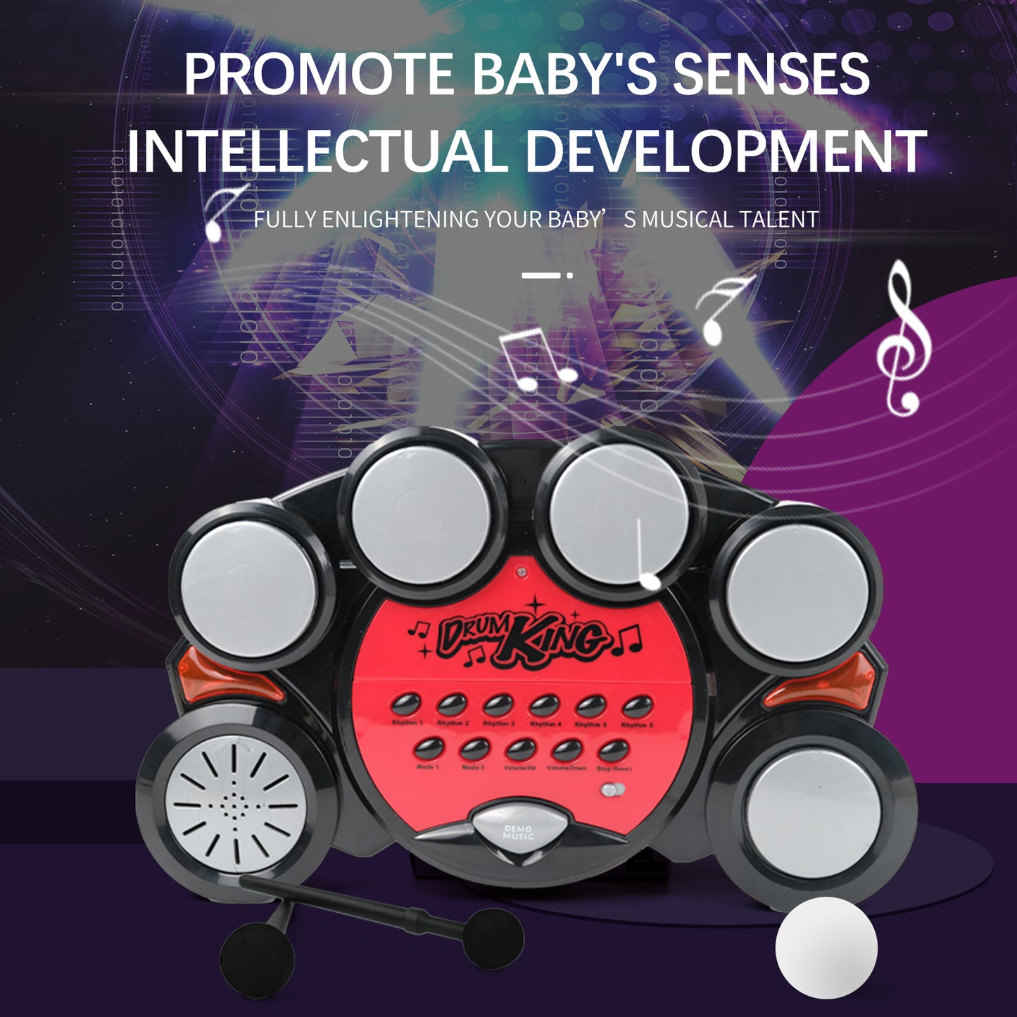 AOQIMITENJOY Drum Set Music Toys LED Lighting Children's Toys Birthday Gifts for Boys and Girls 3 Year Old+ HK-5090A