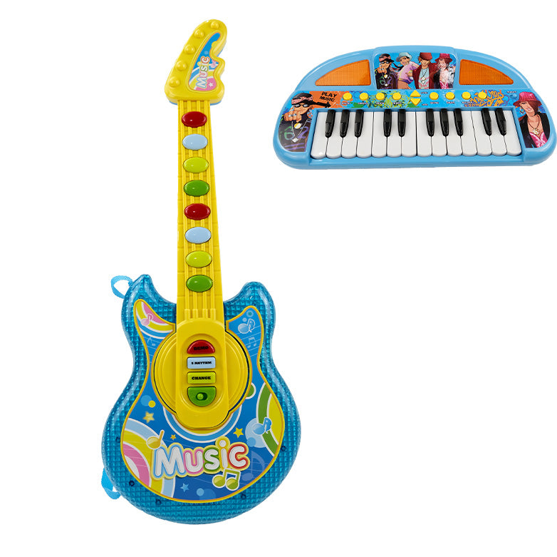 AOQIMITENJOY Musical Instrument Electronic Guitar and Piano Set Toys LED Lighting Birthday Gifts for Boys and Girls 3 Year Old+ HK-9118
