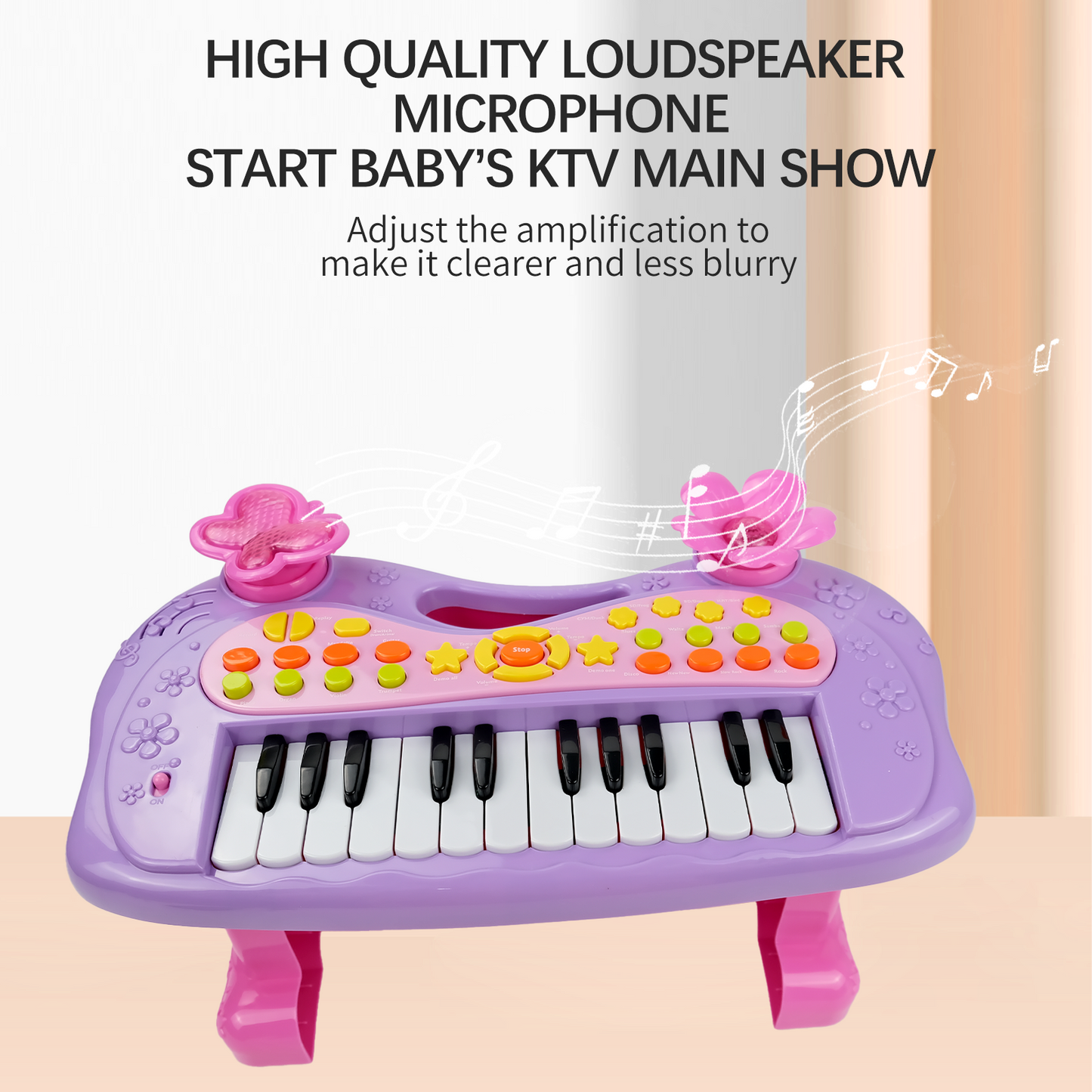 AOQIMITENJOY Musical Instrument Electronic 24 Keys Keyboard Toys LED Lighting Children's Toys Birthday Gifts for Boys and Girls 3 Year Old+ HK-6013B