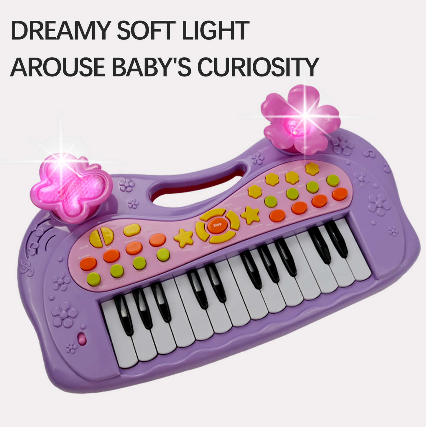 AOQIMITENJOY Musical Instrument Electronic 24 Keys Keyboard Toys LED Lighting Children's Toys Birthday Gifts for Boys and Girls 3 Year Old+ HK-6013B