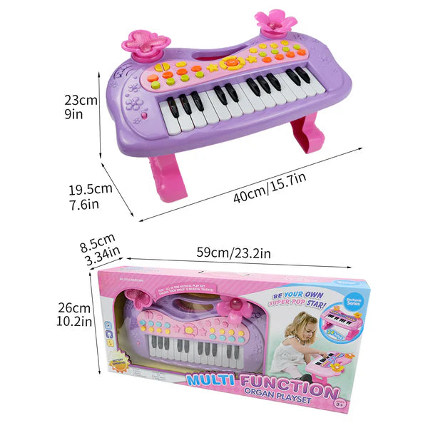 AOQIMITENJOY Musical Instrument Electronic 24 Keys Keyboard Toys LED Lighting Children's Toys Birthday Gifts for Boys and Girls 3 Year Old+ HK-6013B