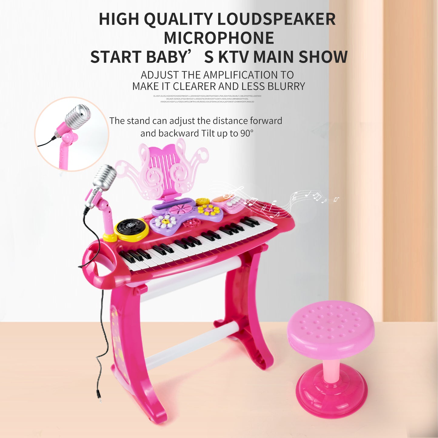 AOQIMITENJOY Musical Instrument Electronic 31 Keys Keyboard Toys with BracketLED Lighting Children's Toys Birthday Gifts for Boys and Girls 3 Year Old+ HK-6015C