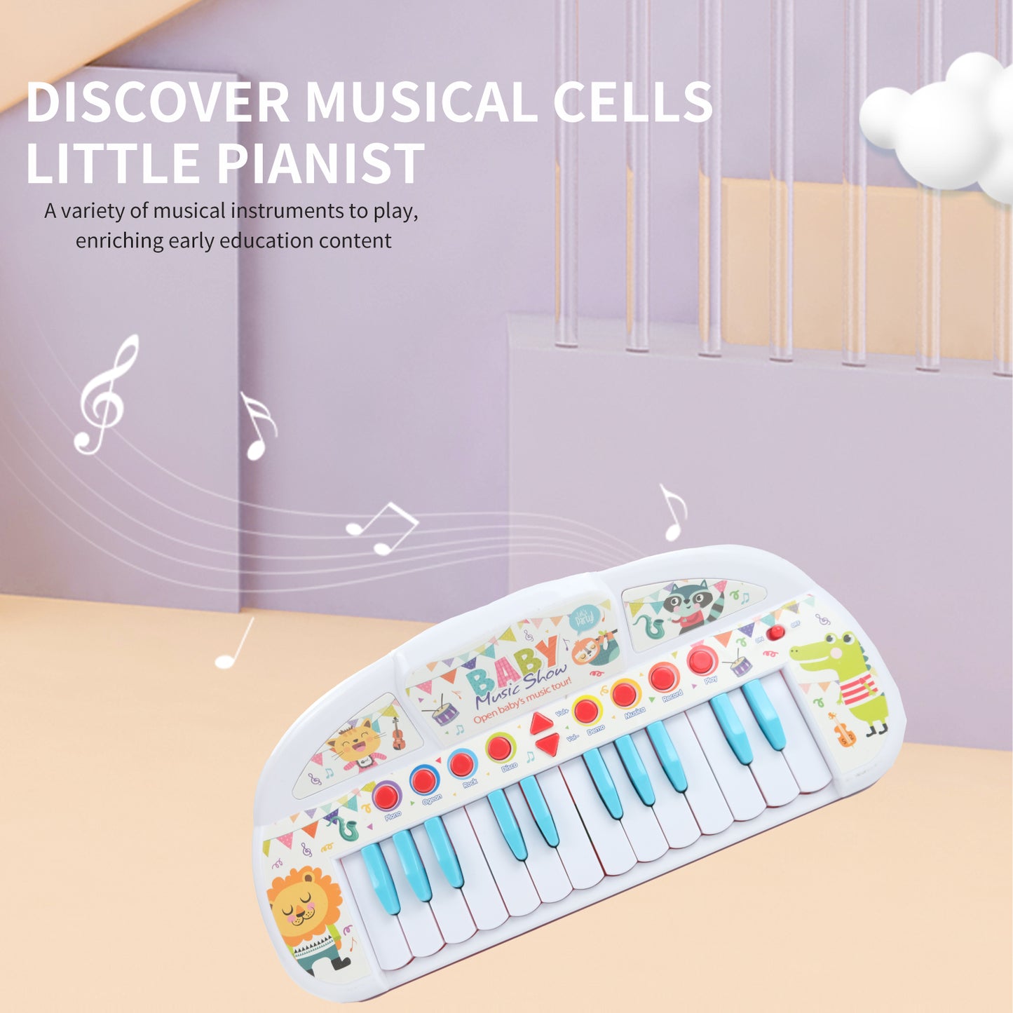 Leuchtendes elektronisches Tastaturspielzeug, elektronisches Tastaturspielzeug für Kinder, Musikspielzeug, Spielzeug zur Aufklärung von Interessen