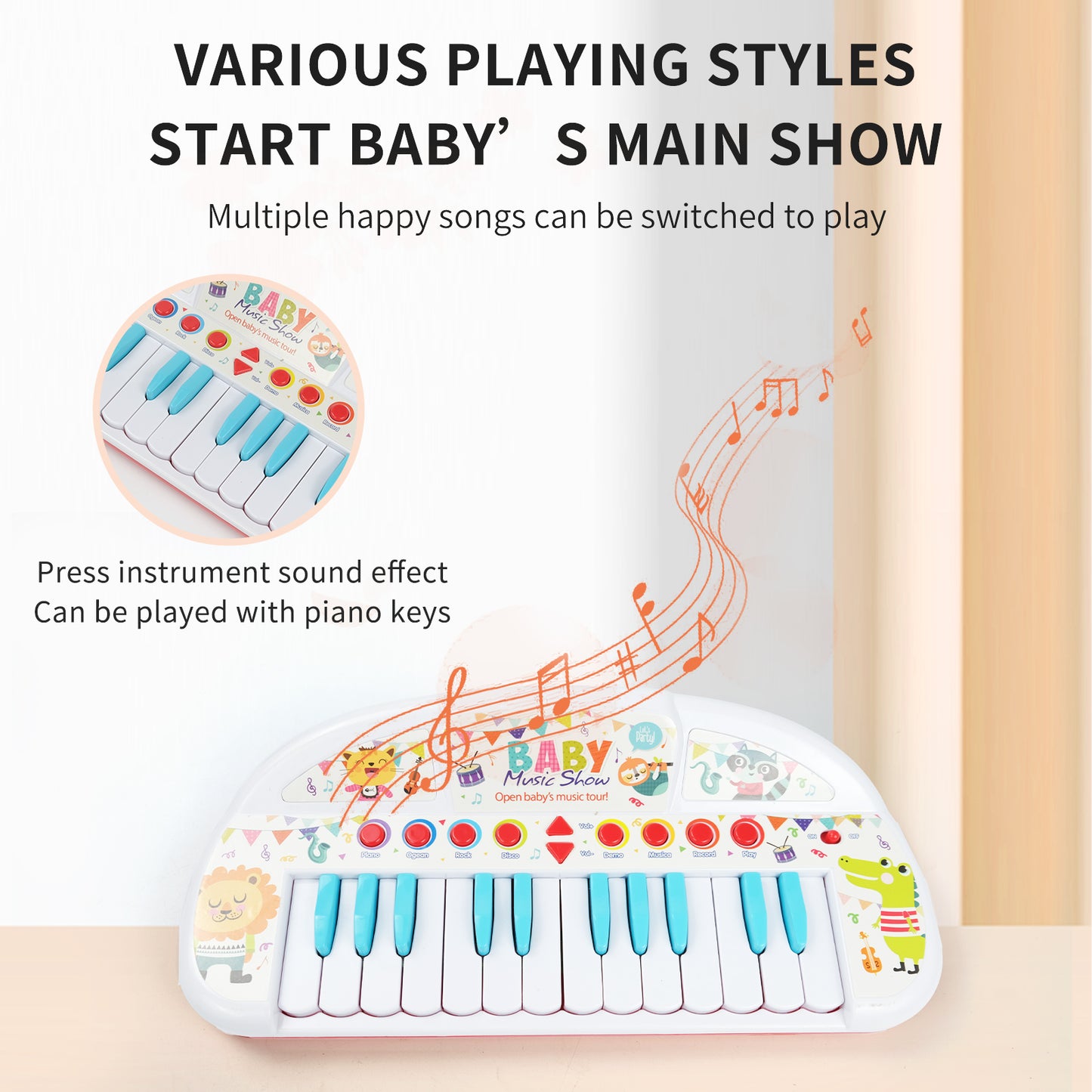 Leuchtendes elektronisches Tastaturspielzeug, elektronisches Tastaturspielzeug für Kinder, Musikspielzeug, Spielzeug zur Aufklärung von Interessen