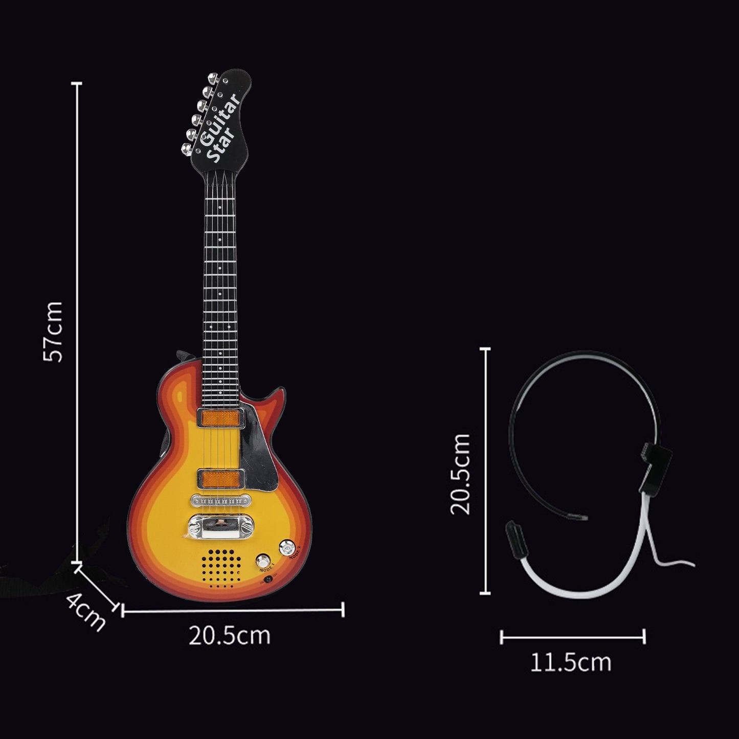 AOQIMITENJOY Musical Instrument Electronic Guitar Toys with Micphone LED Lighting Karaoke Birthday Gifts for Boys and Girls 3 Year Old+ HK-9080B