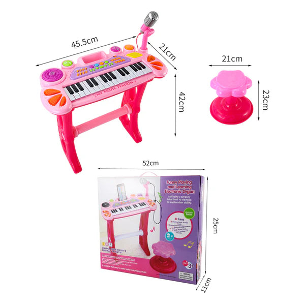 AOQIMITENJOY Musical Instrument Electronic 31 Keys Keyboard Toys with BracketLED Lighting Children's Toys Birthday Gifts for Boys and Girls 3 Year Old+ HK-8158C