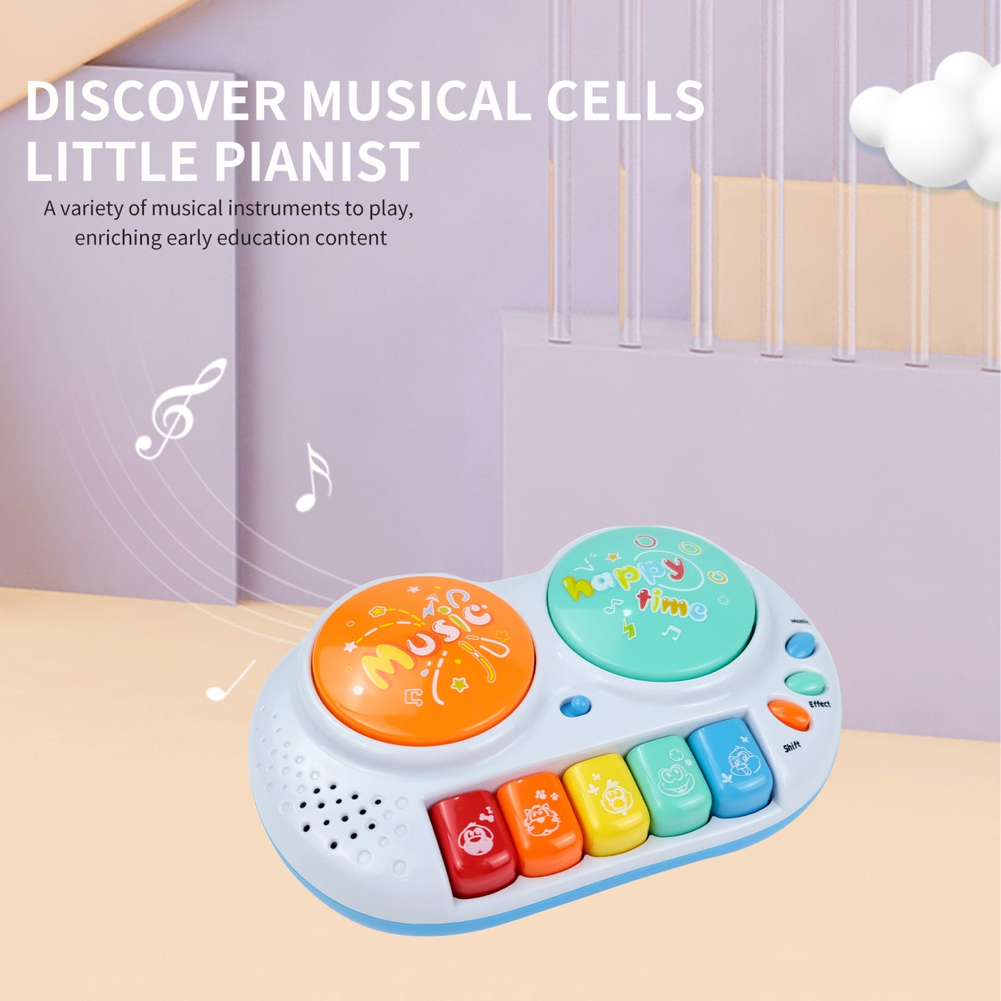 AOQIMITENJOY Musical Instrument Electronic 5 Keys Keyboard Toys LED Lighting Children's Toys Birthday Gifts for Boys and Girls 3 Year Old+ HK-8168