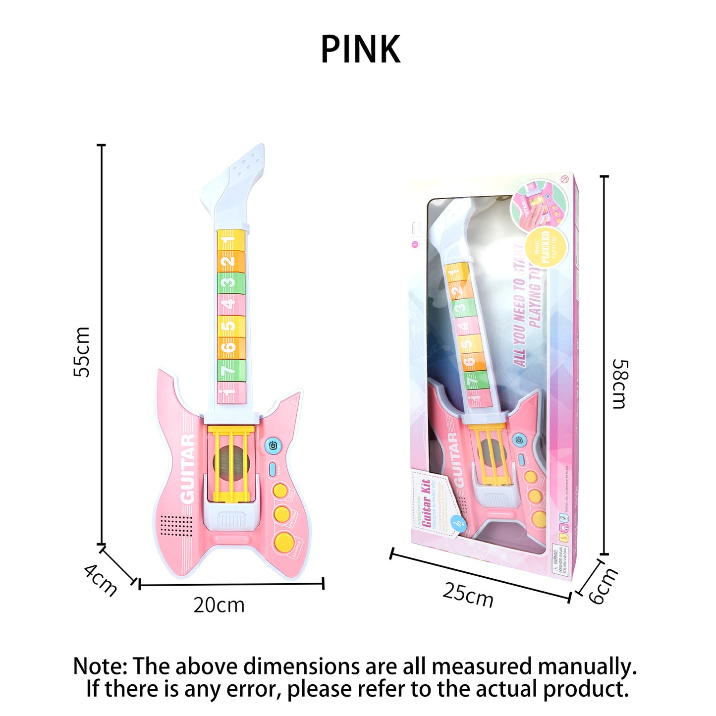 AOQIMITENJOY Electric Guitar with Microphone - LED Light Guitar for Kids HK-8178B