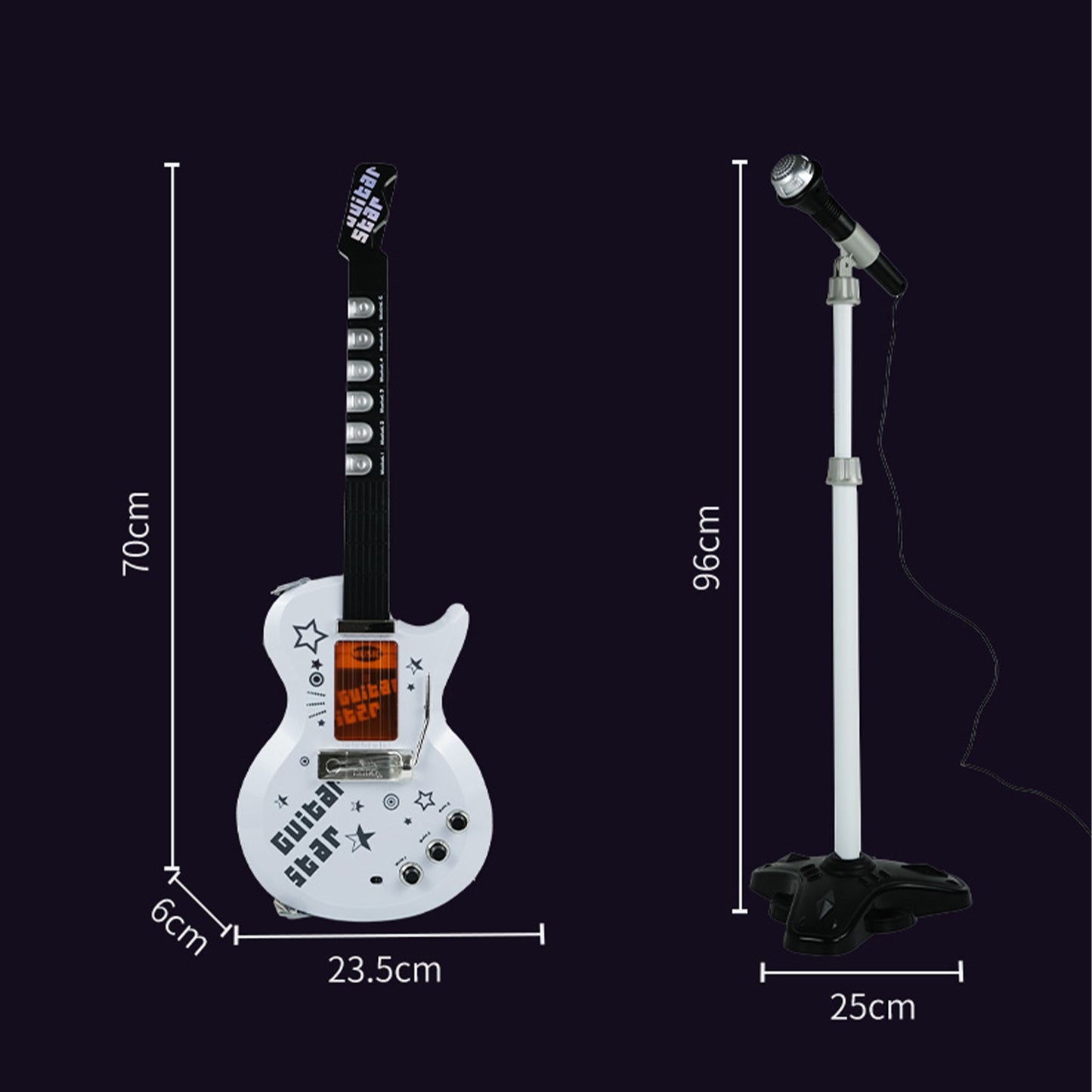 AOQIMITENJOY Musical Instrument Electronic Guitar Set Toys with Vertical Microphone LED Lighting Karaoke Birthday Gifts for Boys and Girls 3 Year Old+ HK-9010C