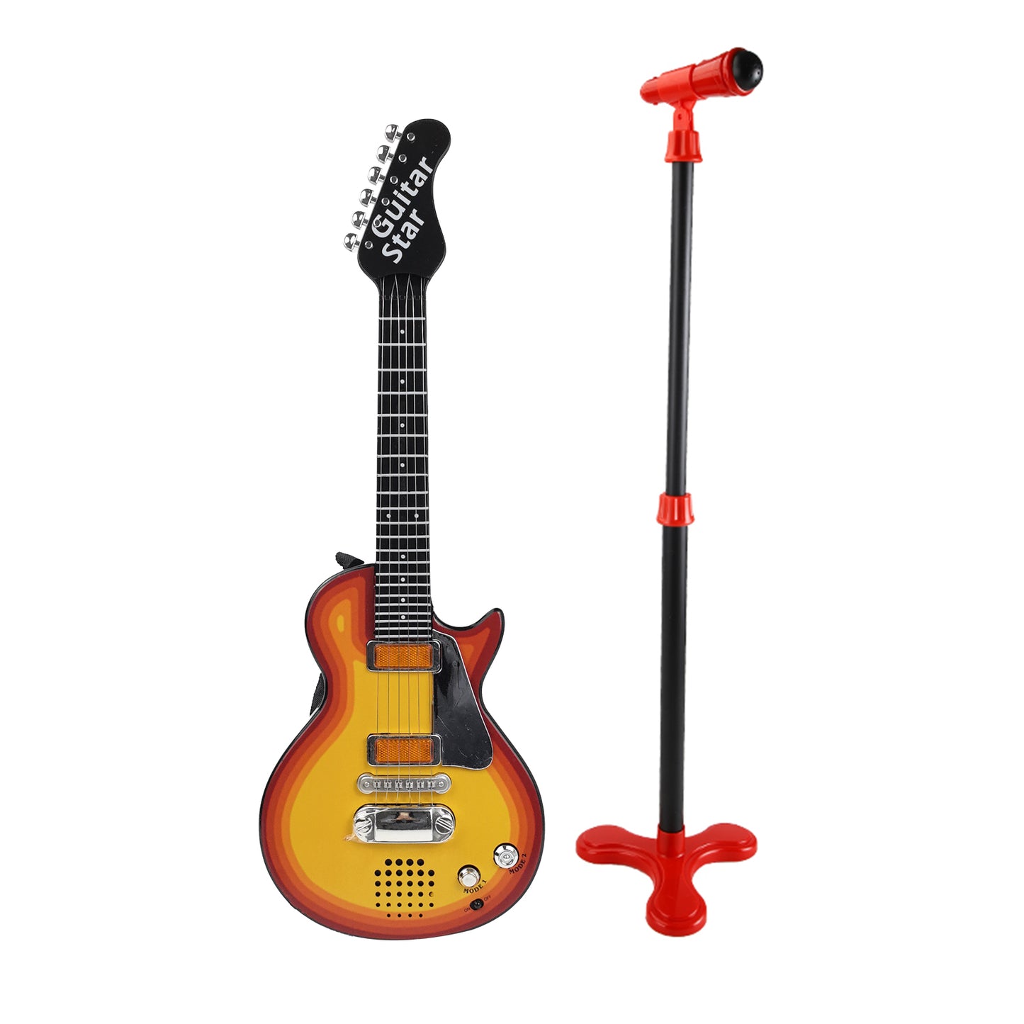 AOQIMITENJOY Musical Instrument Electronic Guitar Toys with Vertical Micphone LED Lighting Karaoke Birthday Gifts for Boys and Girls 3 Year Old+ HK-9080C