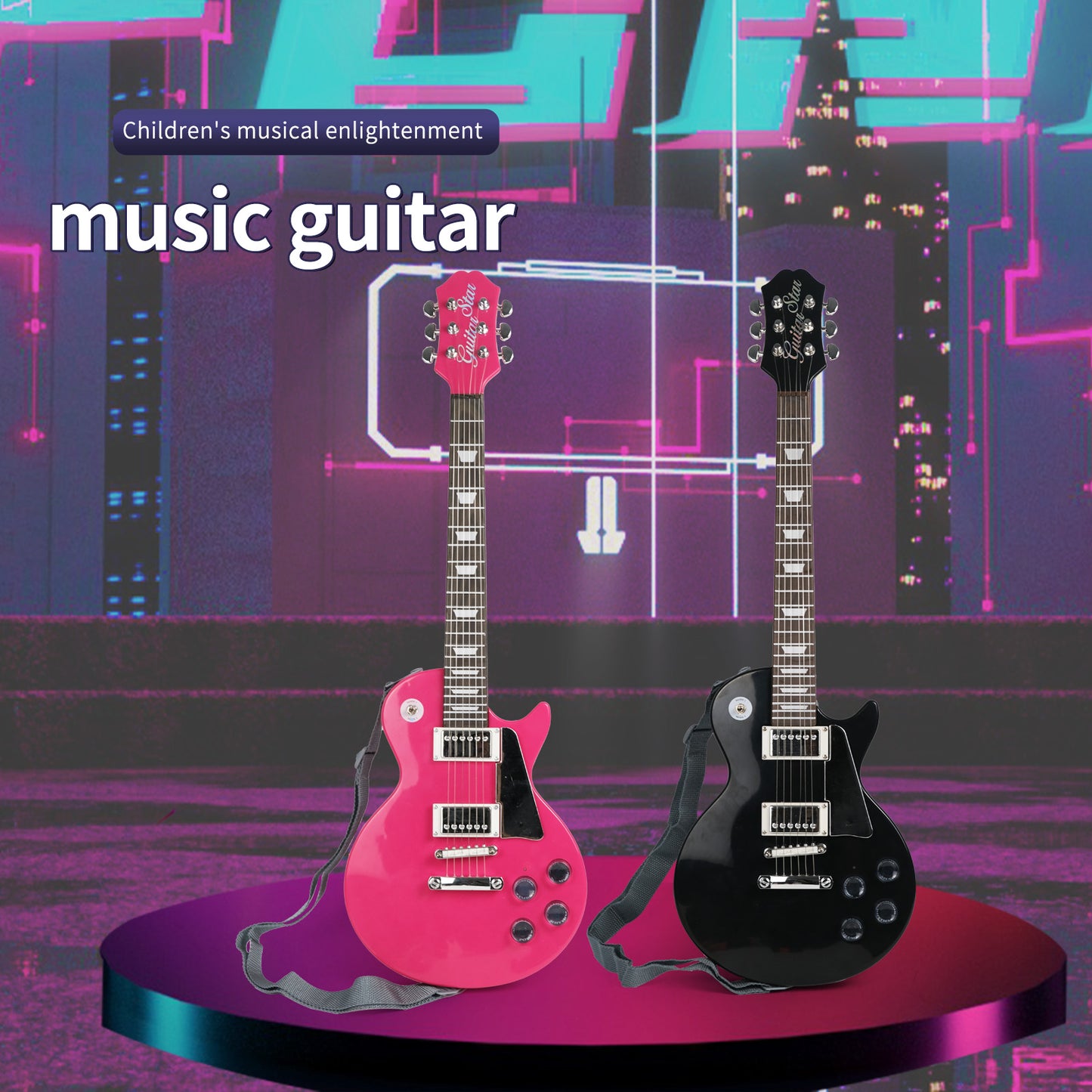 AOQIMITENJOY Electric Guitar for Beginners - Musical Instrument with LED Lights, Perfect Birthday Gift for Boys and Girls HK-9178AS
