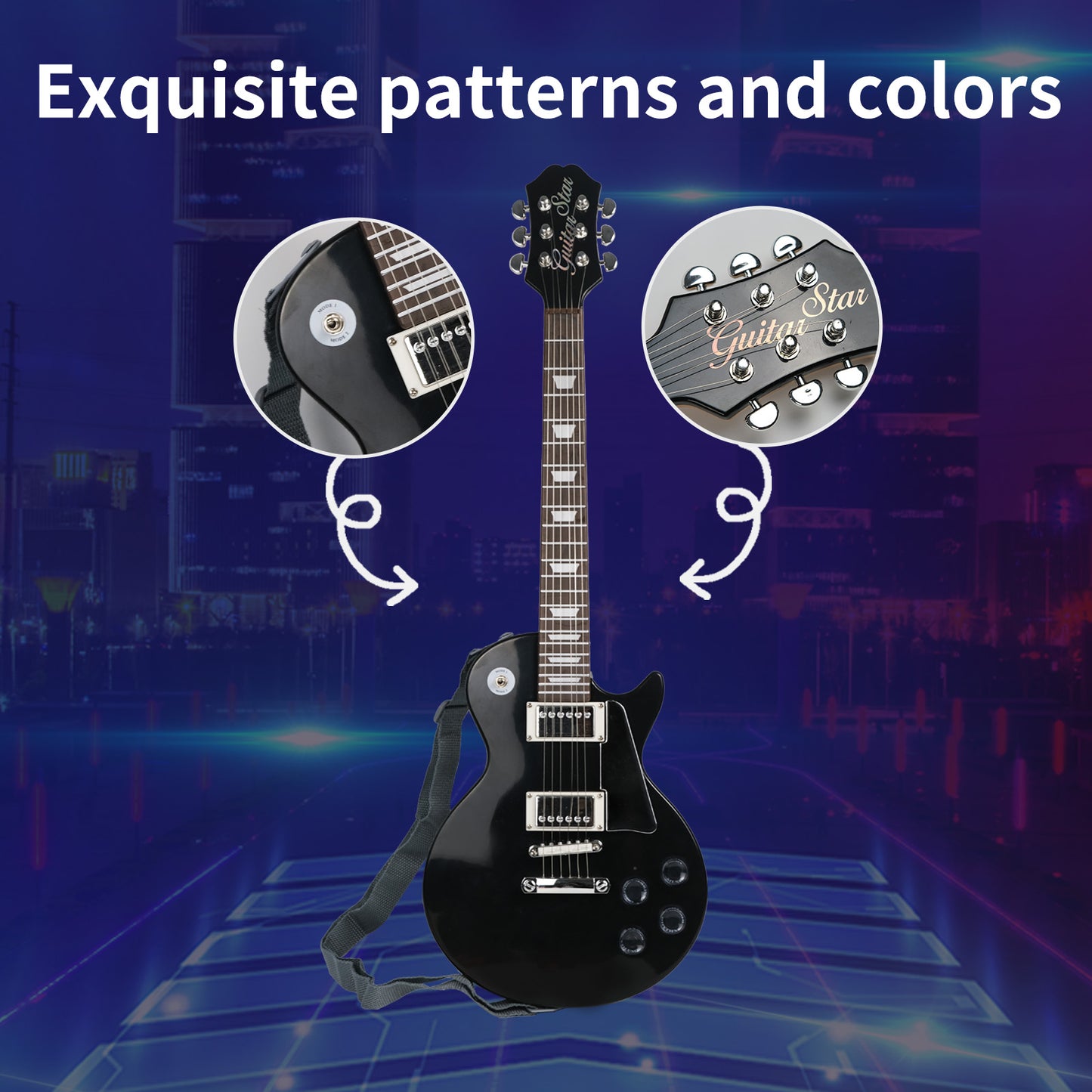 AOQIMITENJOY Electric Guitar for Beginners - Musical Instrument with LED Lights, Perfect Birthday Gift for Boys and Girls HK-9178AS