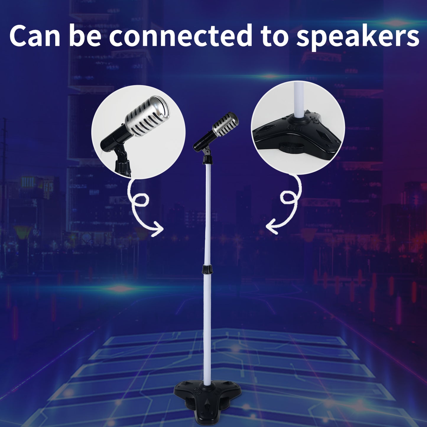 AOQIMITENJOY Musical Instrument Electronic Guitar Toys with Vertical Microphone LED Lighting Karaoke Birthday Gifts for Boys and Girls 3 Year Old+ HK-9178C