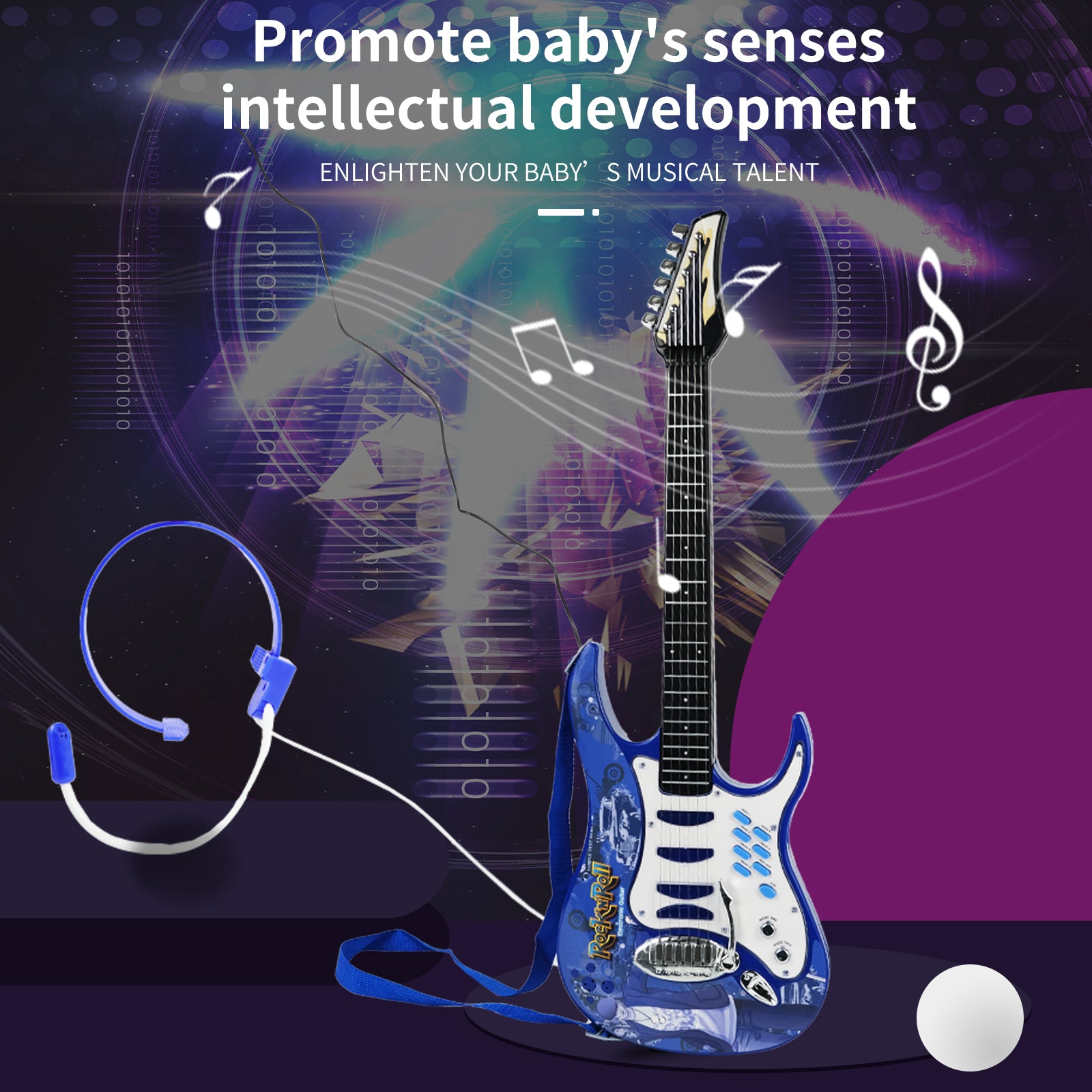 Promote baby's senses and intellectual development with Aoqimitenjoy electric guitar and microphone.
