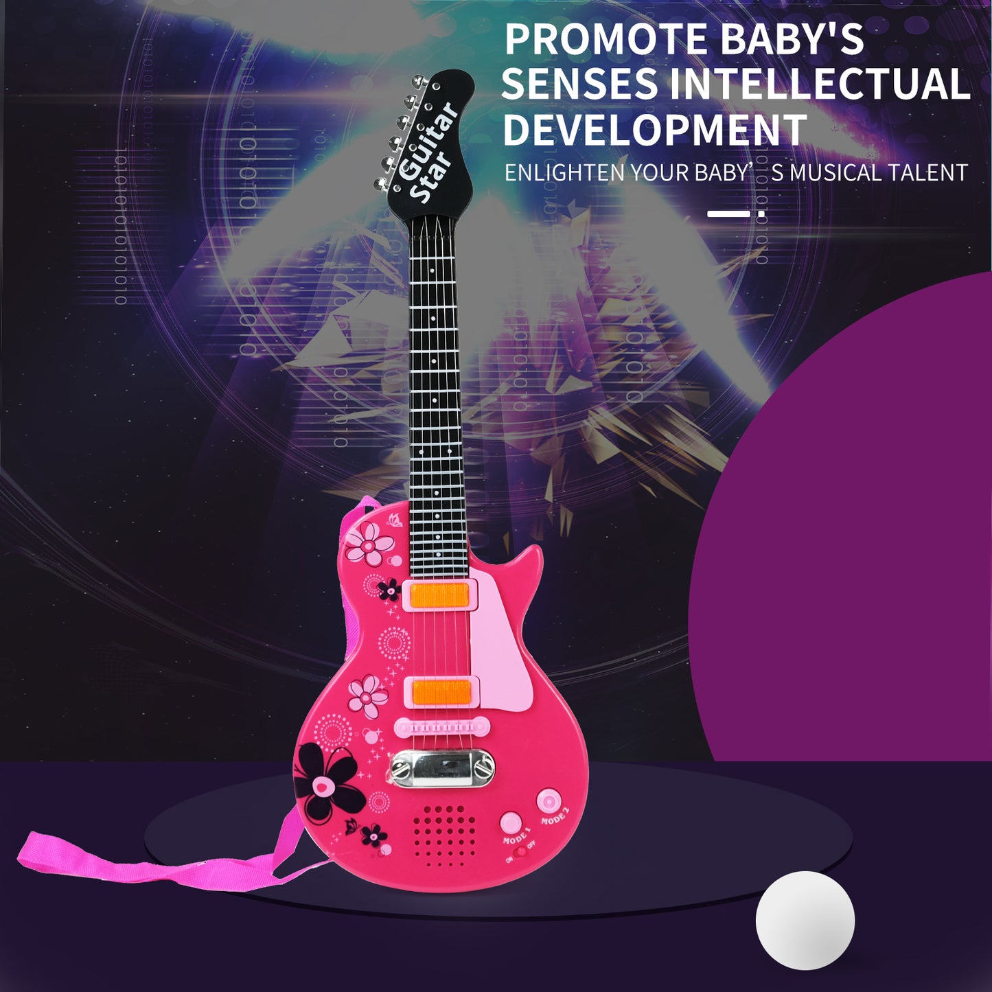 Aoqimitenjoy electric guitar with microphone, promoting sensory and intellectual development for children.