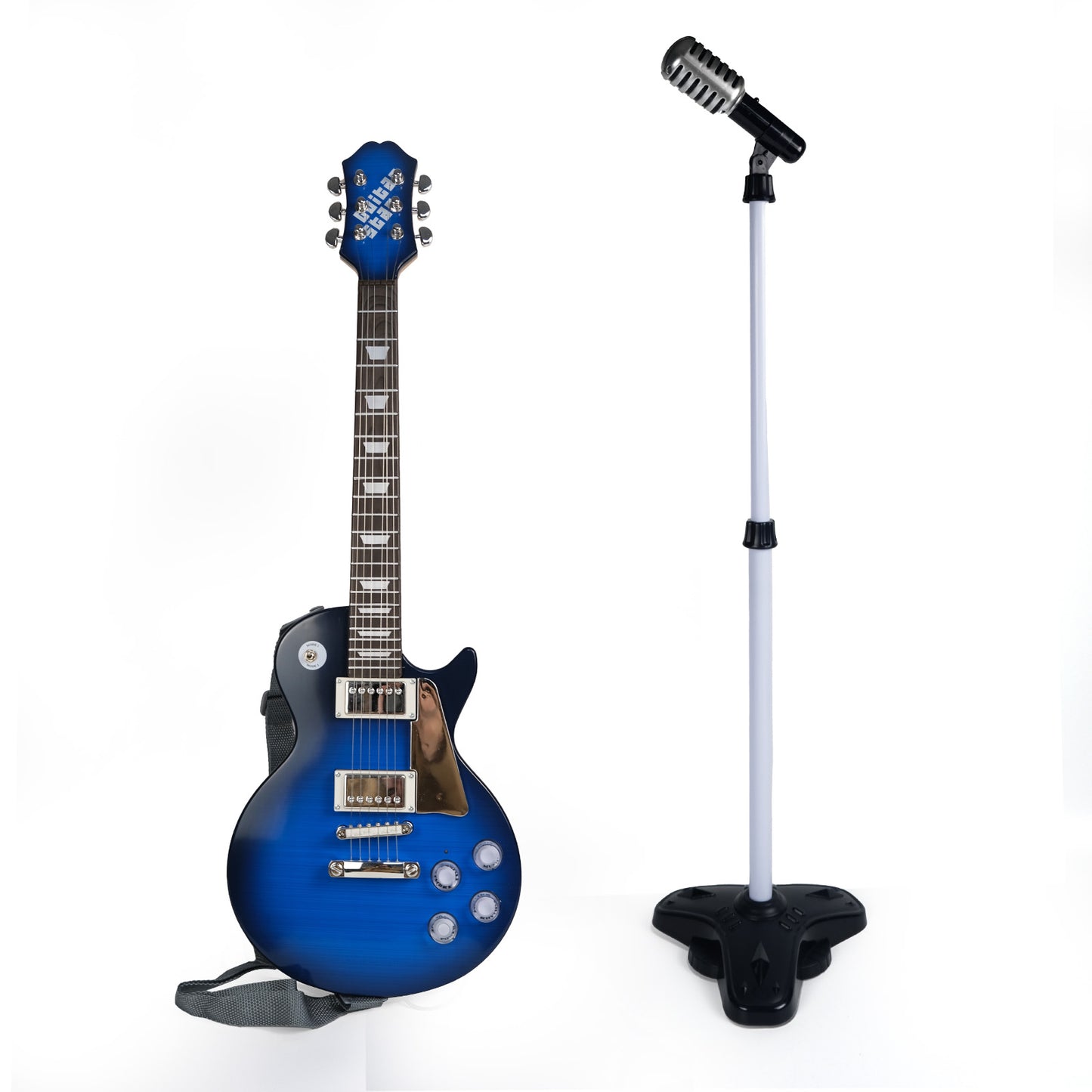 AOQIMITENJOY Musical Instrument Electronic Guitar Toys with Vertical Microphone LED Lighting Karaoke Birthday Gifts for Boys and Girls 3 Year Old+ HK-9178C