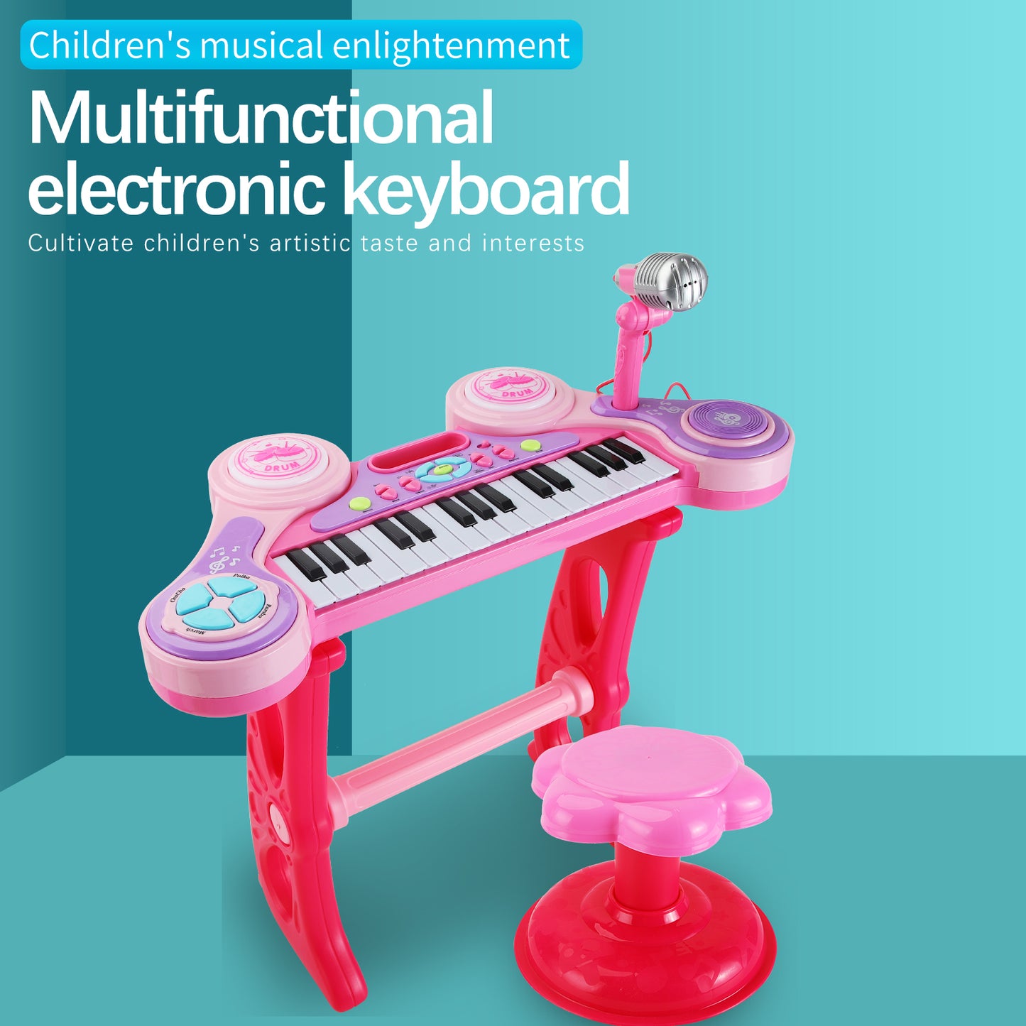 AOQIMITENJOY Musical Instrument Electronic 31 Keys Keyboard Toys with Bracket LED Lighting Children's Toys Birthday Gifts for Boys and Girls 3 Year Old+ HK-3012C