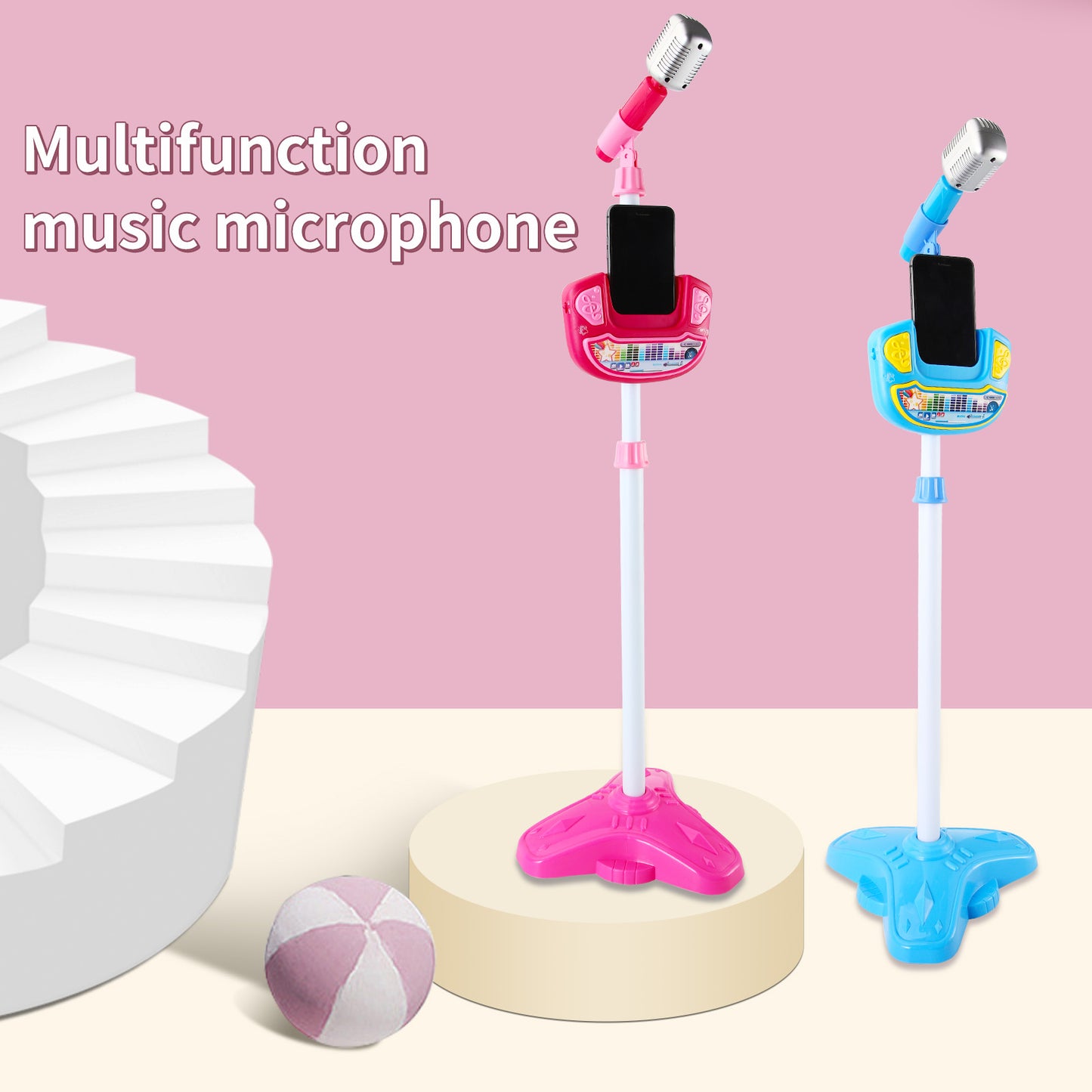 AOQIMITENJOY Musical Instrument Electronic Vertical Microphone Toys with Panel LED Lighting Children's Toys Birthday Gifts for Boys and Girls 3 Year Old+ HK-6017