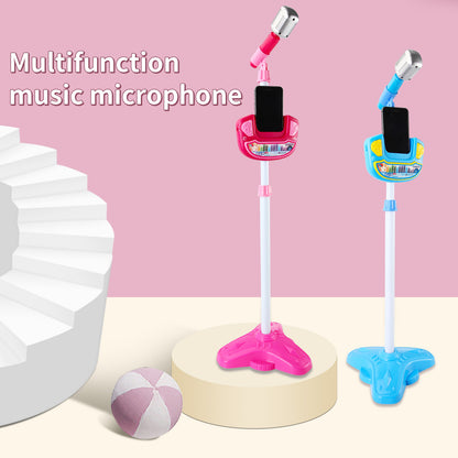 AOQIMITENJOY Musical Instrument Electronic Vertical Microphone Toys with Panel LED Lighting Children's Toys Birthday Gifts for Boys and Girls 3 Year Old+ HK-6017