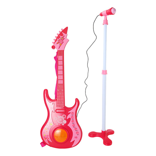 AOQIMITENJOY Musical Instrument Electronic Guitar Set Toys with Vertical Microphone LED Lighting Karaoke Birthday Gifts for Boys and Girls 3 Year Old+ HK-9000C