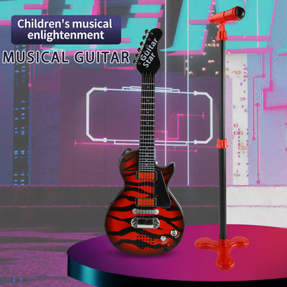 AOQIMITENJOY Musical Instrument Electronic Guitar Toys with Vertical Micphone LED Lighting Karaoke Birthday Gifts for Boys and Girls 3 Year Old+ HK-9080C